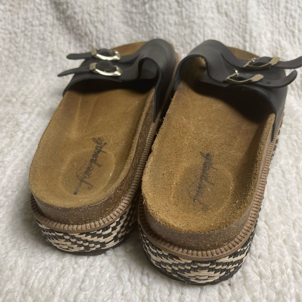 Free People Caravelle Cork Footbed Leather black straps Sandals EUR SZ41 - Picture 3 of 8